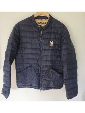 Chevignon TOGS Unlimited Down Jacket Men's Sz. M Navy Blue Full Zip Jacket